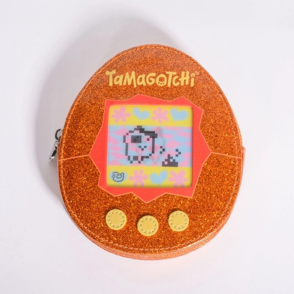 Cakeworthy X Tamagotchi Orange Glitter Zip Pouch - Picture 9 of 9
